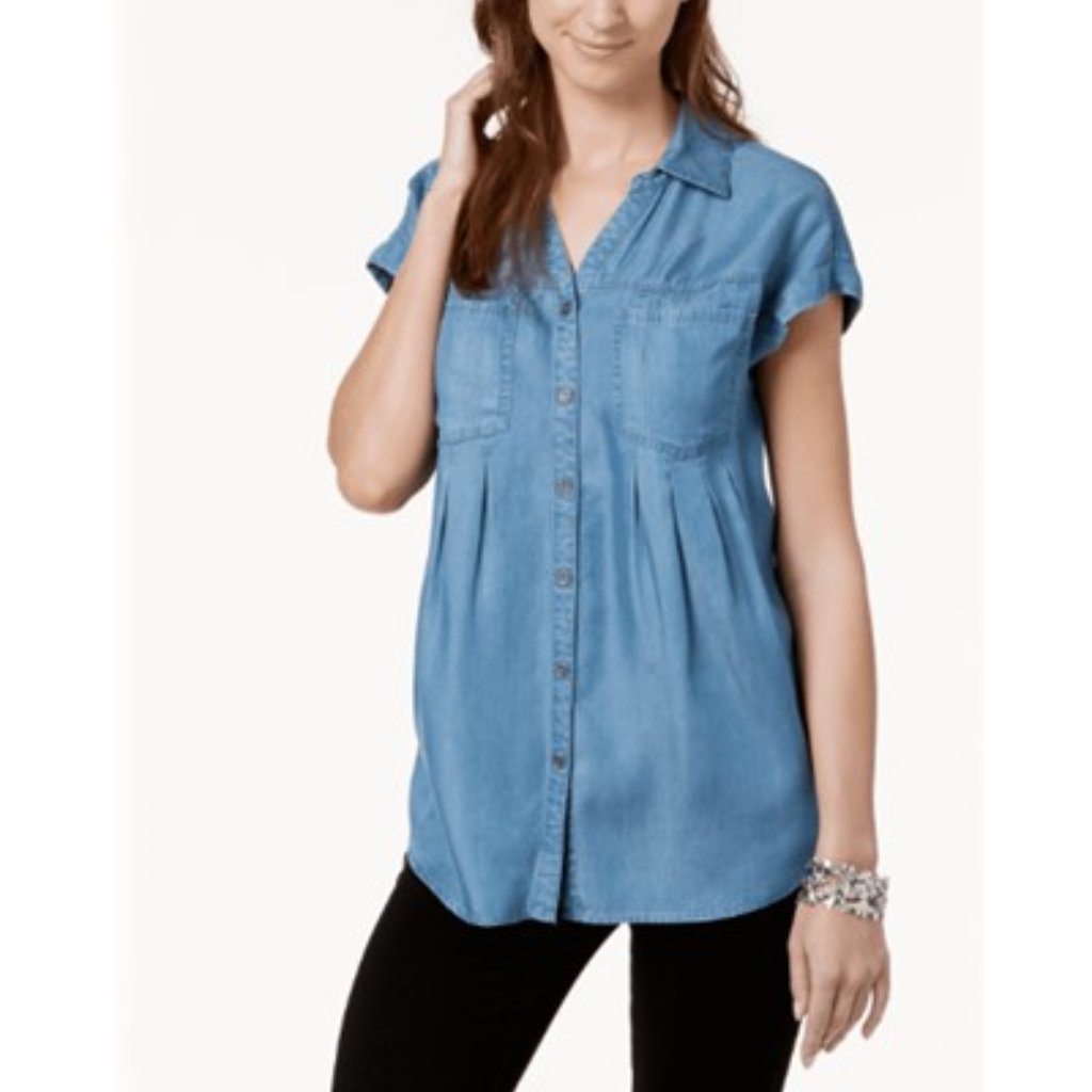 Collared Button Down 2 Pocket Top